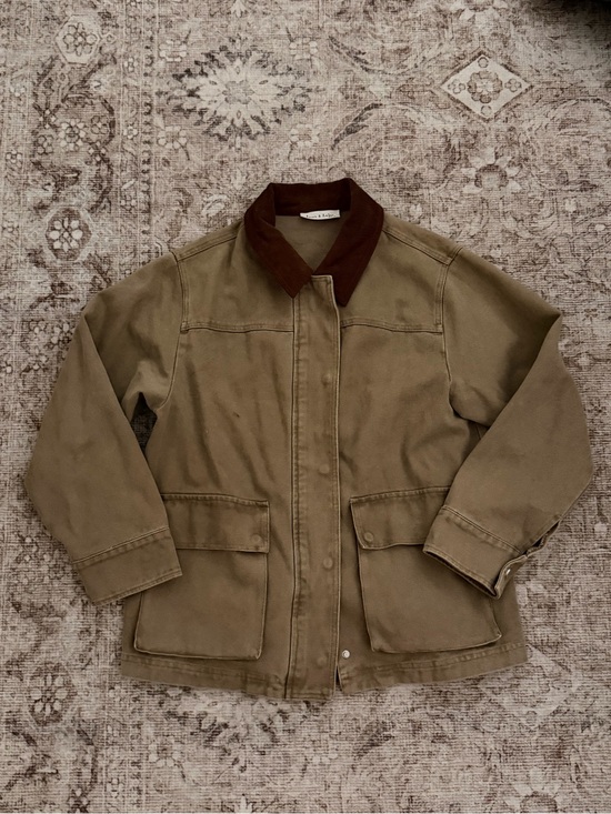 Aaron & Amber Jackets & Blazers - Women's Olive Utility Jacket with Brown Corduroy Collar